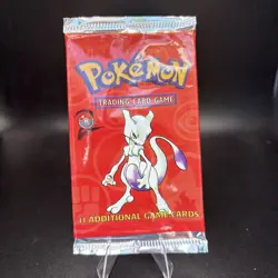 Vintage 1999 Pokemon TCG Base Set 2 Mewtwo Empty Booster Pack Wrapper - Image 1