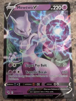 Pokemon TCG Mewtwo v Holo Ultra Rare Card 030/078 Pokemon Go - Image 1