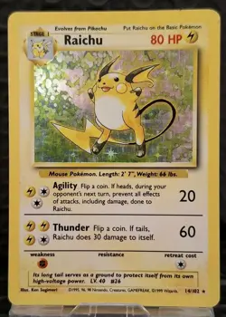 Raichu 14/102 Holo Rare Base Set - Pokemon Card TCG WOTC MP - Image 1