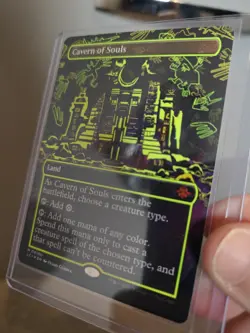 1X FOIL NEON INK YELLOW Cavern of Souls BORDERLESS MINT MTG Magic Cosmium 410B - Image 1