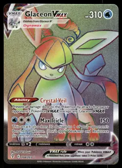 Pokemon Cards Glaceon VMAX 208/203 Holo Evolving Skies Rainbow Rare NM - Image 1