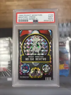 Pokemon Card Mewtwo No. 150 Prism Holo Sealdass Series 3 1998 PSA 9(OC) NM-MT - Image 1