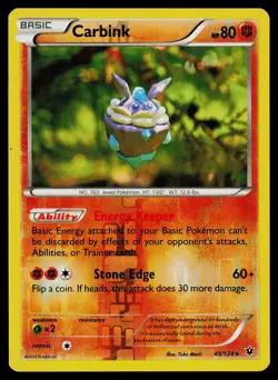 Pokemon Card Carbink 49/124 Fates Collide Reverse Holo Rare - Image 1
