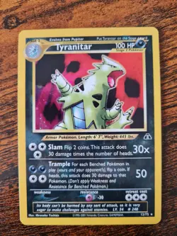 Pokemon TCG Neo Discovery Tyranitar Holo Card 12/75 - Image 1