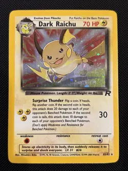 Wizards of the Coast Dark Raichu 83/82 Team Rocket Holo Secret Rare 70 HP EN - Image 1