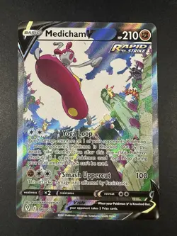 Pokemon Medicham V 186/203 Evolving Skies Alt Full Art Holo Ultra Rare ENG - Image 2