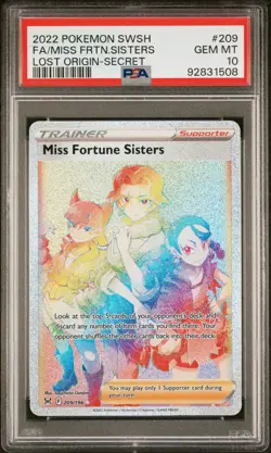 Pokemon Miss Fortune Sisters Rainbow Rare - Lost Origin - 209/196 - PSA 10 - Image 1