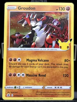 Pokemon TCG Celebrations 25th Anniversary Holo Rare - Groudon 017/025 - 2021 LP - Image 3