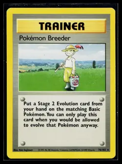 Pokemon Breeder 76/102 Base Set Unlimited Rare Lightly Played - Image 1