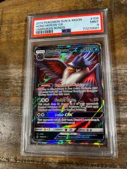 POKEMON 2019 Sun Moon Unbroken Bonds HONCHKROW GX #109 PSA 9 Mint RARE - Image 1