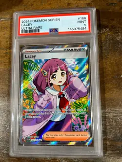 POKEMON 2024 Stellar Crown Ultra Rare Trainer LACEY #166 PSA 9 Mint RARE 2 - Image 1