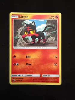 Litten 24/149 Common SM Base Set Pokemon Near Mint - Image 1