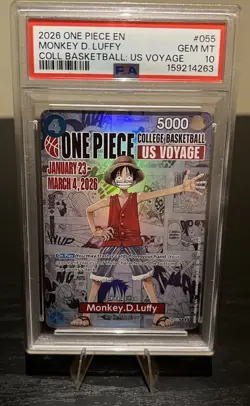 Monkey.D.Luffy (055) College Basketball P-055 One Piece Promo PSA 10 - Image 1