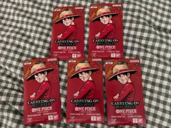 LOT OF 5 One Piece OP-13 Carrying on His Will Sleeved Blister Booster Packs New - Image 1