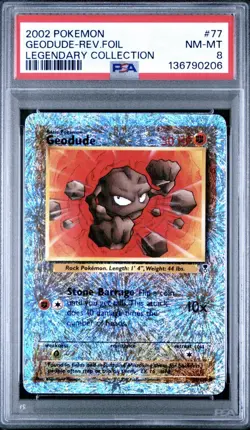 2002 POKEMON LEGENDARY COLLECTION #77 GEODUDE-REVERSE FOIL PSA 8 - Image 3