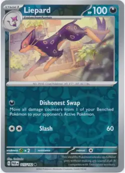 Pokemon SV04: Paradox Rift: Liepard - 115/182 - Reverse Holofoil - Image 1