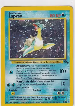 Pokemon Card Trading Fossil No. 10/62 Lapras Holo German 3 - Image 1