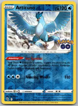 Pokemon TCG Articuno Pokemon GO 024/078 Reverse Holo Moderately Played - Image 1