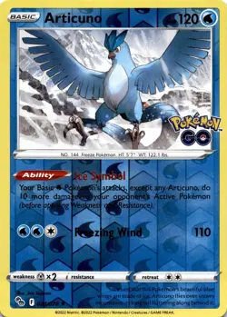 Pokemon Articuno 024/078 Pokemon Go Reverse Holo NM - Image 1