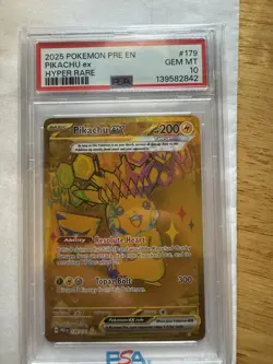 Pokemon Pikachu Ex Hyper Rare Holo Sv: Prismatic Evolutions 179/131 PSA 10 2025 - Image 1