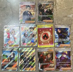 Nintendo Pokemon TCG 10-Card Holo/Full Art Trainer & Fire Energy Lot Larry - Image 1