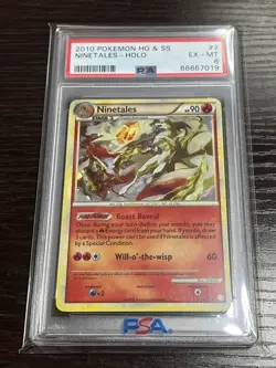2010 Ninetales Holo Pokemon Heart Gold & Soul Silver Card #7/123 PSA 6 - Image 1