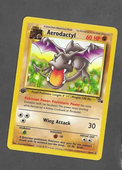 3 Fossil 1st Edition MP Cards Articuno Lapras Aerodactyl Pokemon - Image 5
