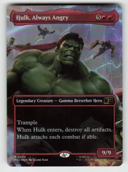 Foil Hulk, Always Angry (Borderless) 502 Rare Commander: Marvel Super Heroes NM - Image 1