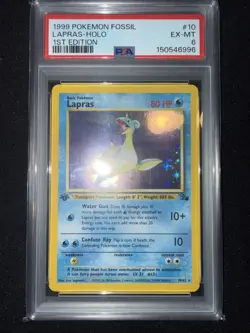 1999 POKEMON FOSSIL 1ST ED #10 LAPRAS-HOLO PSA 6 - Image 1