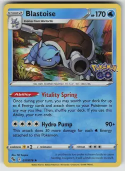 Blastoise 017/078 Holo Rare Pokemon GO Pokemon Near Mint - Image 1