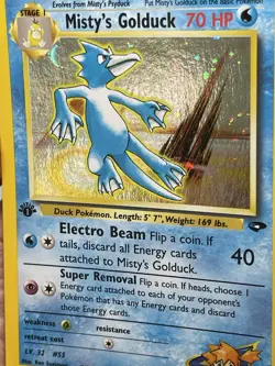 DOUBLE SWIRL 1st Edition Misty's Golduck 12/32 Holo Gym Challenge Pokemon Card! - Image 3