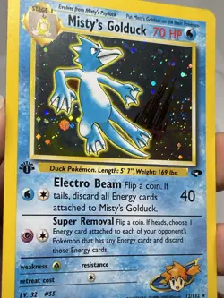 DOUBLE SWIRL 1st Edition Misty's Golduck 12/32 Holo Gym Challenge Pokemon Card! - Image 5