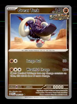 Great Tusk 096/162 Uncommon Temporal Forces Pokemon Reverse Holo Near Mint - Image 1