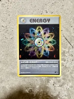 Pokemon Japanese Team Rocket Rainbow Energy Holo Rare R Vintage 1997 Swirl - Image 1