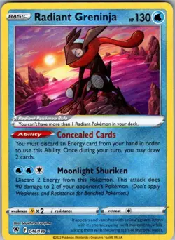 Radiant Greninja Radiant Rare Holofoil Lightly Played SWSH10 046/189 - Image 1