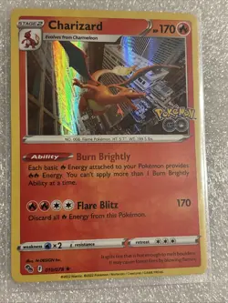 2022 Pokemon CHARIZARD #010/078 Pokemon GO Holo Rare Stamp English - Image 1