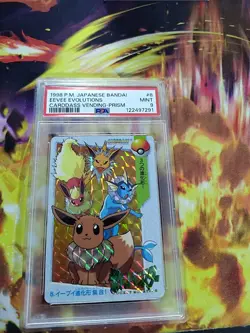 Pokemon: Eevee Evolutions PRISM Bandai Carddass Anime 1998 Japanese - PSA 9 MINT - Image 1