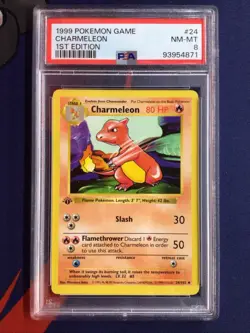 Pokemon TCG Charmeleon 24/102 Base Set, Shadowless 1st Edition PSA 8 - Image 1