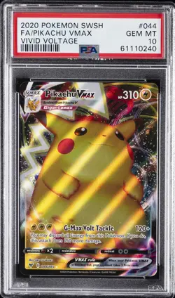 2020 POKEMON SWORD & SHIELD VIVID VOLTAGE #044 FULL ART/PIKACHU VMAX PSA 10 - Image 1