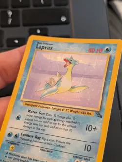 Lapras 10/62 Holo Rare Fossil Pokemon Unlimited Holo LP - Image 5