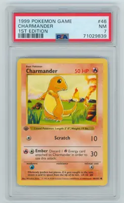 Pokemon TCG 1999 First Edition Shadowless Charmander 46/102 Base Set - PSA 7 - Image 1