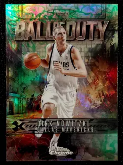 2025-26 Topps Chrome Ball Of Duty Dirk Nowitzki #BD-17 Green Refractor /99 - Image 1