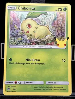 Pokemon Card - Chikorita 2/25 - 25th Anniversary McDonalds HOLO Promo 2021 NM - Image 3