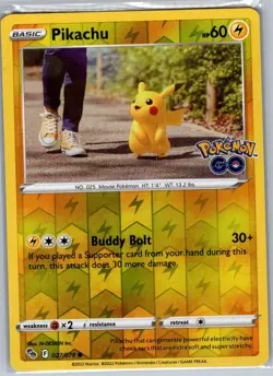 Pikachu 027/078 Reverse Holo Pokemon GO - Pokemon Card - NM - Image 1