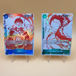 Bandai One Piece Card Game 2 Foil Cards English Sabo OP10-049 Luffy OP07-033 - Image 1