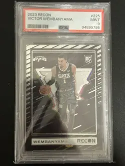 VICTOR WEMBANYAMA 2023 Panini Recon 225 Rookie RC PSA 9 MINT - Image 1