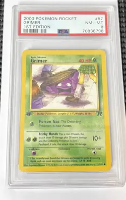 Pokemon Team Rocket Grimer 57/82 1st Edition PSA 8 Graded Card 2000 - Image 1