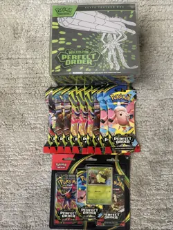 POKEMON PERFECT ORDER LOT - ETB, 9 SLEEVE BUNDLE, 3 PACK BLISTER | SEALED - Image 1