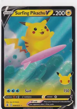 Pokemon 25th Anniversary Celebrations Nr 8/25 Surfing Pikachu V englisch - Image 1