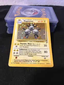Pokemon TCG Magneton Base Set 2 9/130 Holo Unlimited Holo Rare Full Swirl - Image 1